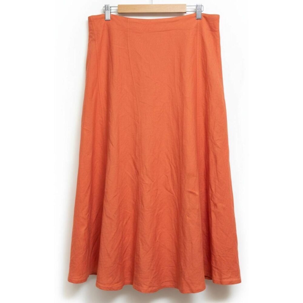 Caren sport womens 2xl orange long ankle maxi skirt 100% linen 40 inch waist
